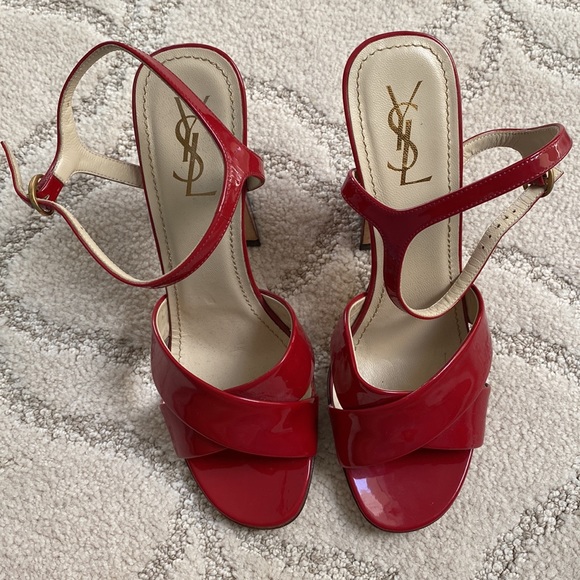 Amazing very rare, Yves Saint Laurent red patent leather sandals with dust bag - Picture 4 of 8